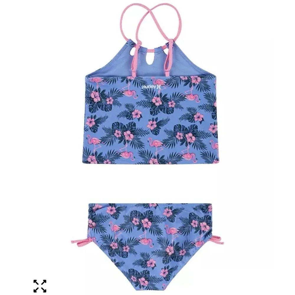Hurley Tri-Cutout Tankini Swimsuit Atlantic Blue Size 16 New With Tags